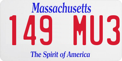 MA license plate 149MU3
