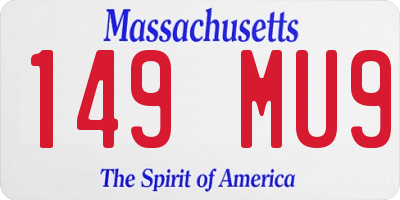MA license plate 149MU9