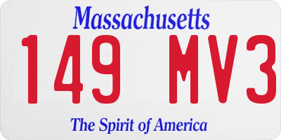MA license plate 149MV3