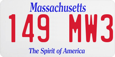 MA license plate 149MW3