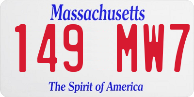 MA license plate 149MW7