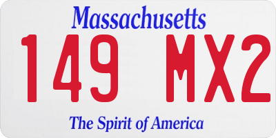 MA license plate 149MX2