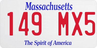 MA license plate 149MX5