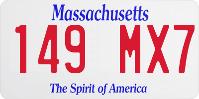 MA license plate 149MX7