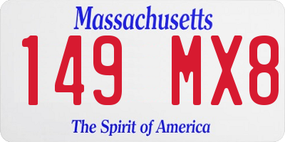 MA license plate 149MX8