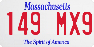 MA license plate 149MX9