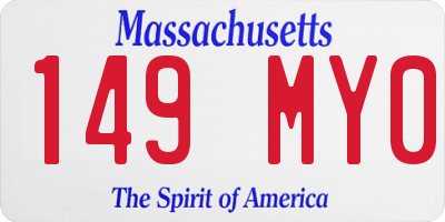 MA license plate 149MY0