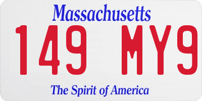 MA license plate 149MY9