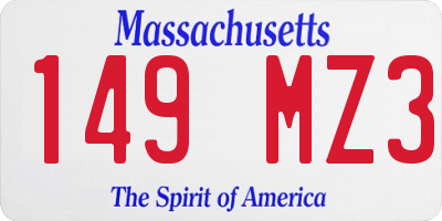 MA license plate 149MZ3