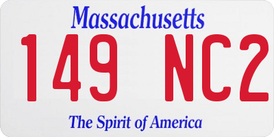 MA license plate 149NC2