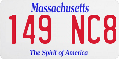 MA license plate 149NC8
