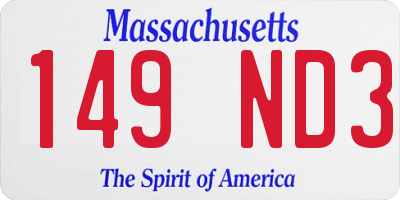 MA license plate 149ND3