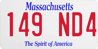 MA license plate 149ND4