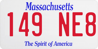 MA license plate 149NE8