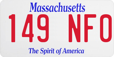 MA license plate 149NF0