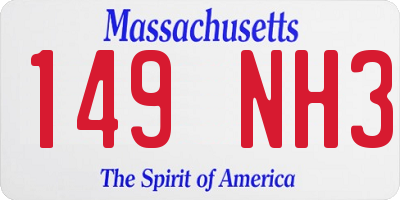 MA license plate 149NH3