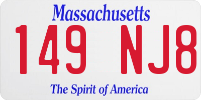 MA license plate 149NJ8
