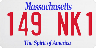 MA license plate 149NK1
