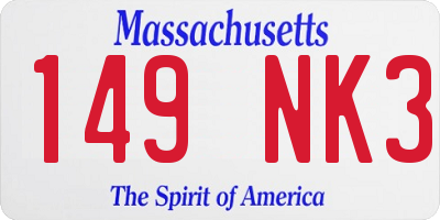 MA license plate 149NK3
