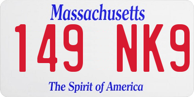 MA license plate 149NK9