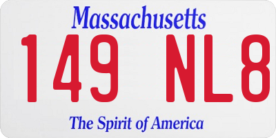 MA license plate 149NL8