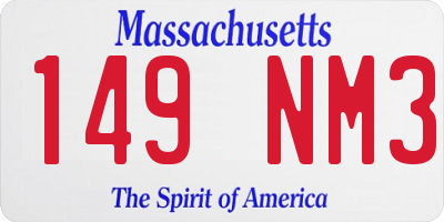 MA license plate 149NM3