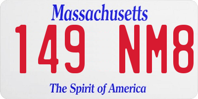 MA license plate 149NM8