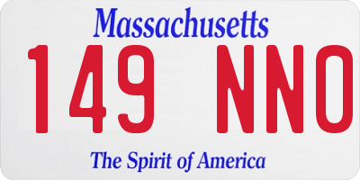 MA license plate 149NN0