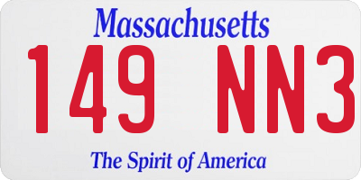 MA license plate 149NN3