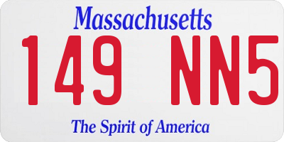 MA license plate 149NN5