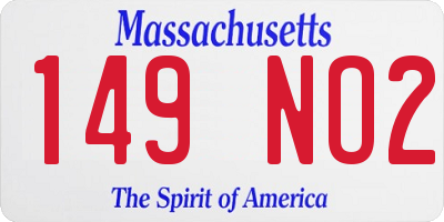 MA license plate 149NO2