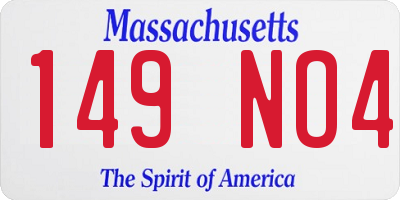 MA license plate 149NO4