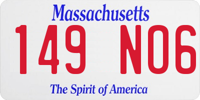 MA license plate 149NO6