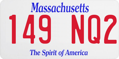 MA license plate 149NQ2