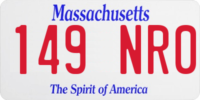 MA license plate 149NR0