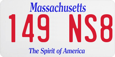 MA license plate 149NS8