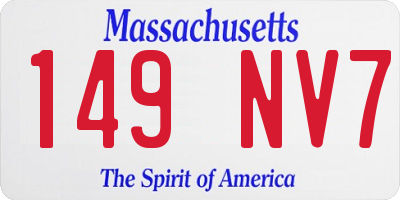 MA license plate 149NV7