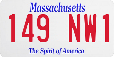 MA license plate 149NW1