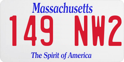 MA license plate 149NW2