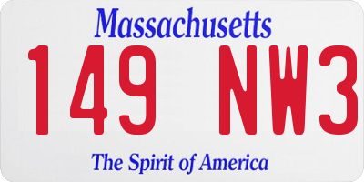 MA license plate 149NW3