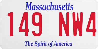 MA license plate 149NW4