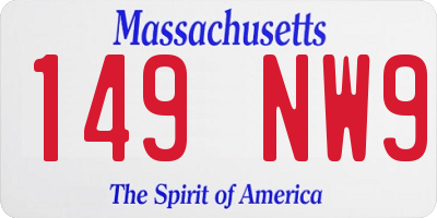 MA license plate 149NW9