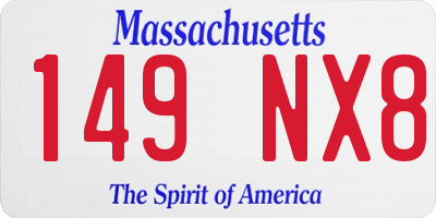 MA license plate 149NX8