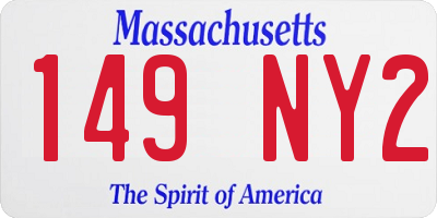 MA license plate 149NY2