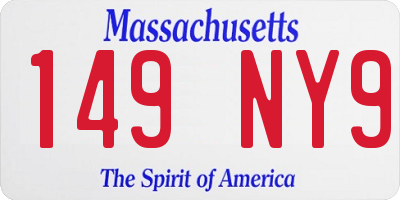 MA license plate 149NY9