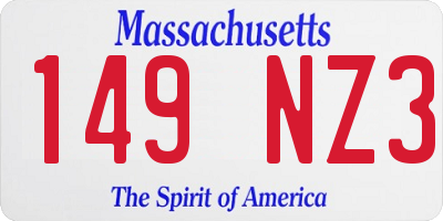 MA license plate 149NZ3
