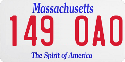 MA license plate 149OA0