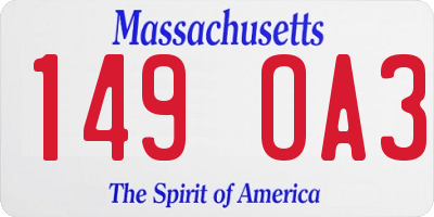 MA license plate 149OA3