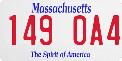 MA license plate 149OA4
