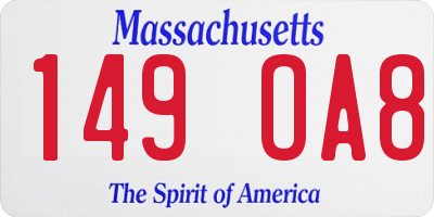 MA license plate 149OA8